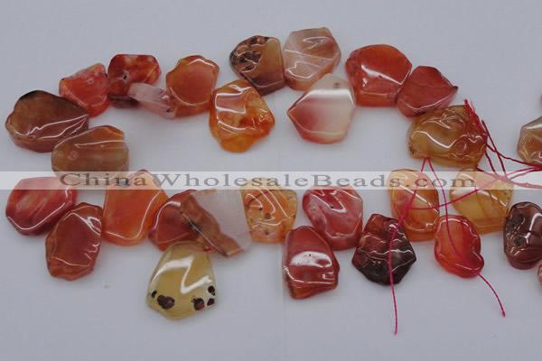 CTD307 Top drilled 15*20mm - 20*25mm freeform red agate beads