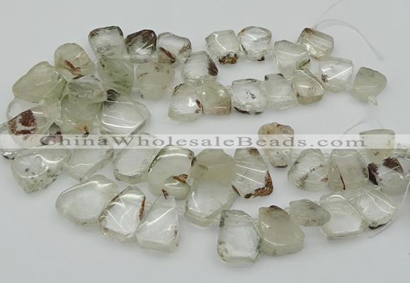 CTD3534 Top drilled 15*20mm - 25*30mm freeform green phantom quartz beads