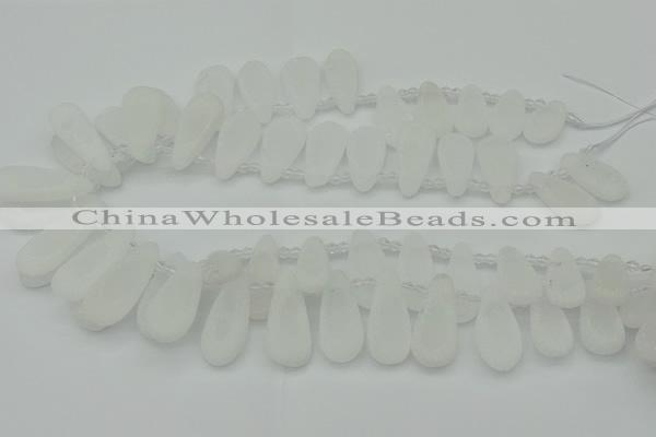 CTD3645 Top drilled 10*20mm - 15*45mm freeform matte white crystal beads