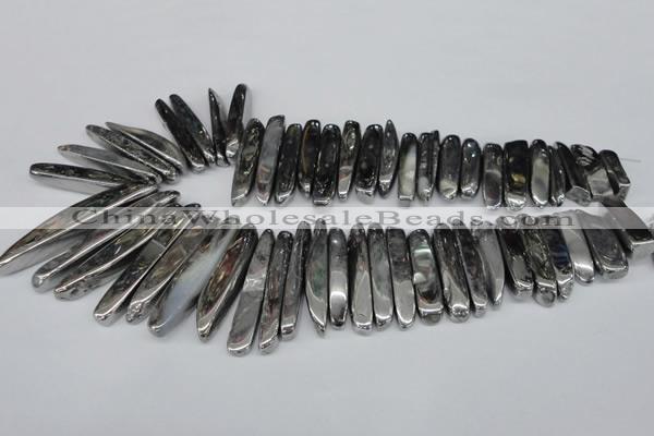 CTD529 Top drilled 10*25mm - 10*60mm wand plated agate beads