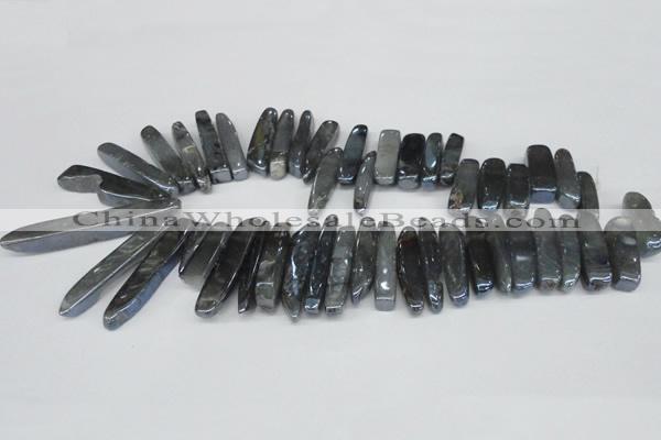 CTD530 Top drilled 10*25mm - 10*60mm wand plated agate beads