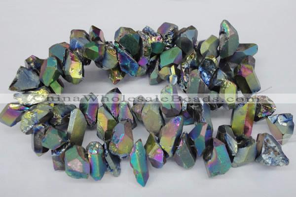 CTD551 Top drilled 12*20mm - 14*30mm nuggets plated quartz beads