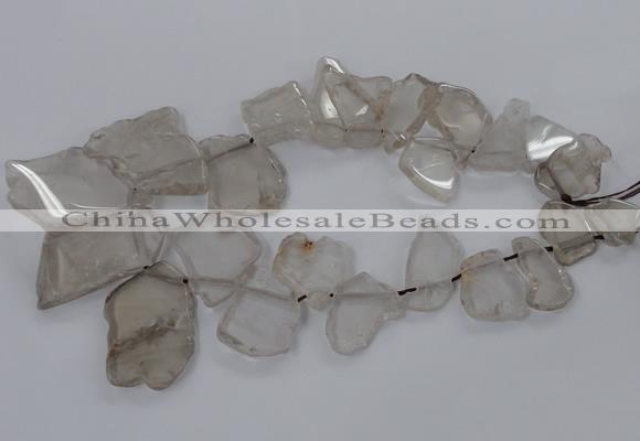 CTD790 Top drilled 20*25mm - 35*45mm freeform smoky quartz beads