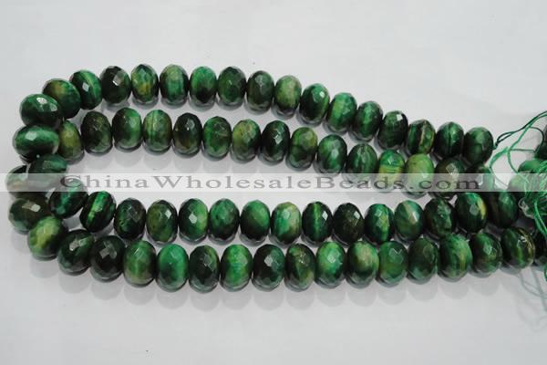 CTE1024 15.5 inches 10*14mm faceted rondelle dyed green tiger eye beads