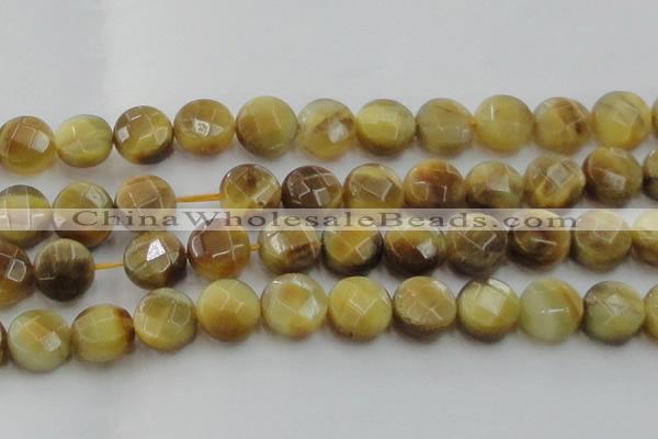 CTE1541 15.5 inches 20mm faceted coin golden tiger eye beads