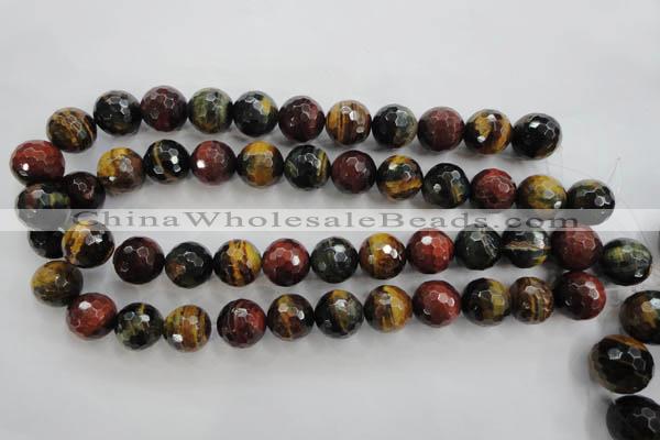 CTE716 15.5 inches 16mm faceted round mixed color tiger eye beads