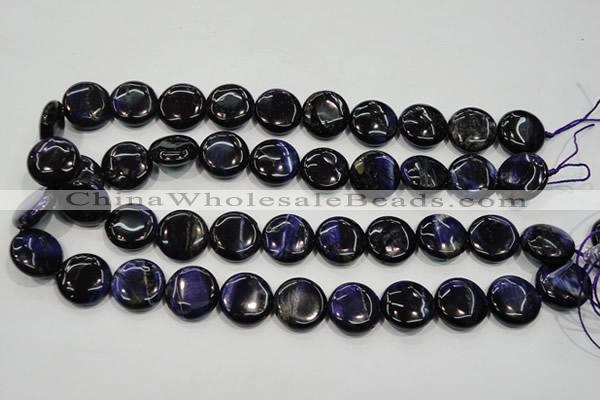 CTE964 15.5 inches 18mm flat round dyed blue tiger eye beads