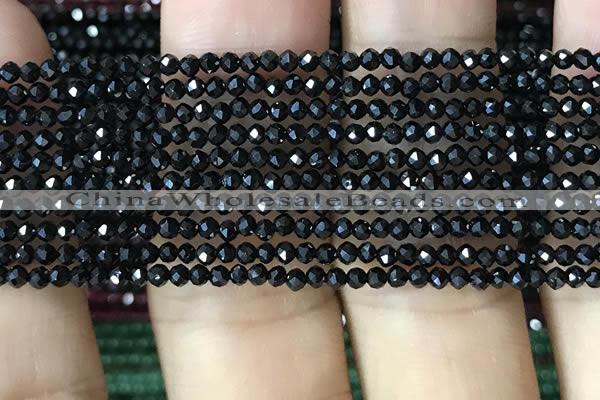 CTG1011 15.5 inches 2mm faceted round tiny black spinel beads