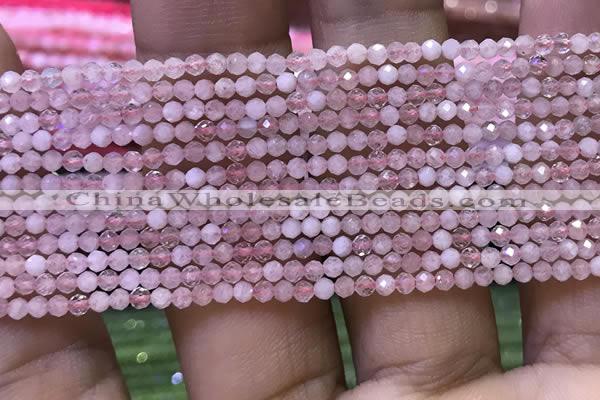 CTG1018 15.5 inches 2mm faceted round tiny rose quartz beads