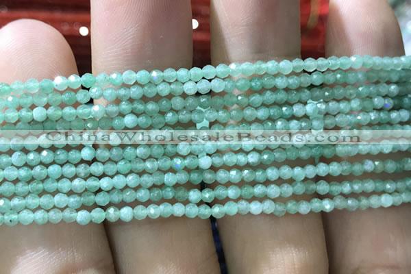 CTG1037 15.5 inches 2mm faceted round tiny green aventurine beads