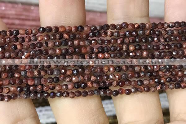 CTG1063 15.5 inches 2mm faceted round tiny red tiger eye beads