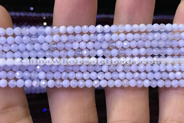 CTG1118 15.5 inches 3mm faceted round tiny blue lace agate beads