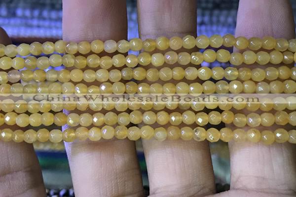 CTG1149 15.5 inches 3mm faceted round tiny yellow jade beads