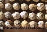 CTG1158 15.5 inches 3mm faceted round tiny picture jasper beads