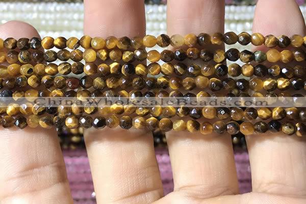 CTG1184 15.5 inches 3mm faceted round tiny yellow tiger eye beads