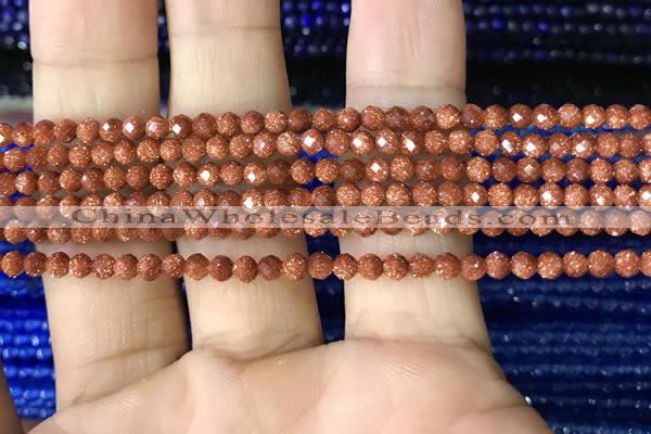 CTG1190 15.5 inches 3mm faceted round goldstone beads wholesale