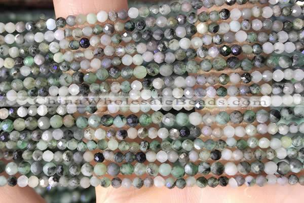 CTG1386 15.5 inches 2mm faceted round tiny emerald beads