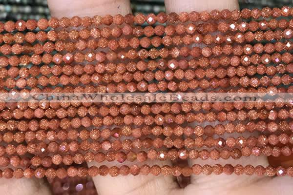 CTG1451 15.5 inches 2mm faceted round goldstone beads wholesale