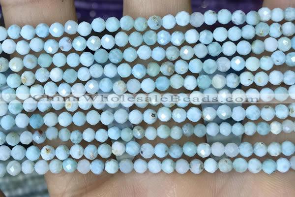 CTG1496 15.5 inches 3mm faceted round larimar gemstone beads