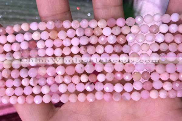 CTG1545 15.5 inches 4mm faceted round pink opal beads wholesale