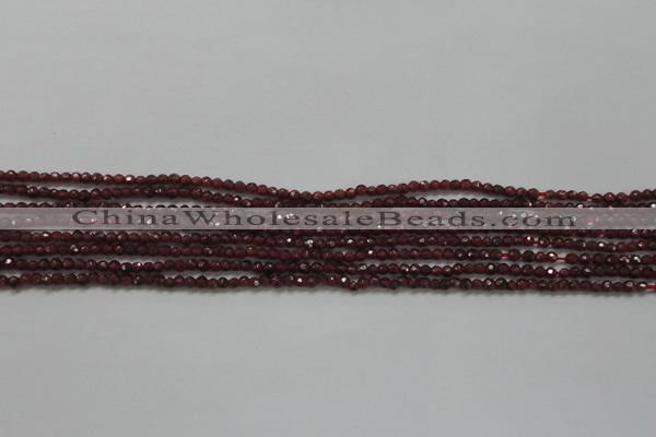 CTG201 15.5 inches 2.5mm faceted round tiny red garnet beads