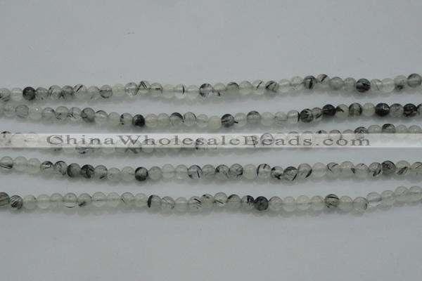 CTG254 15.5 inches 3mm round tiny black rutilated quartz beads