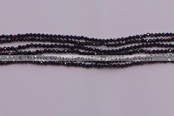 CTG501 15.5 inches 2mm faceted round tiny black spinel beads