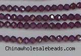 CTG619 15.5 inches 2mm faceted round Indian purple garnet beads