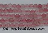 CTG625 15.5 inches 2mm faceted round strawberry quartz beads