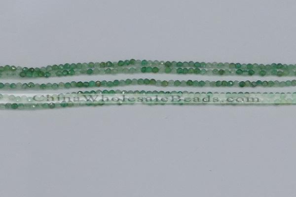 CTG628 15.5 inches 3mm faceted round green strawberry quartz beads