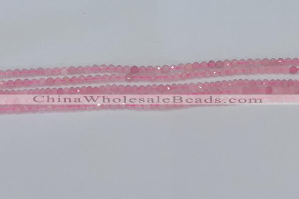 CTG636 15.5 inches 3mm faceted round Madagascar rose quartz beads