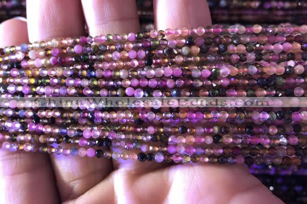 CTG730 15.5 inches 3mm faceted round tiny tourmaline beads