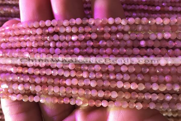 CTG738 15.5 inches 4mm faceted round tiny sunstone beads