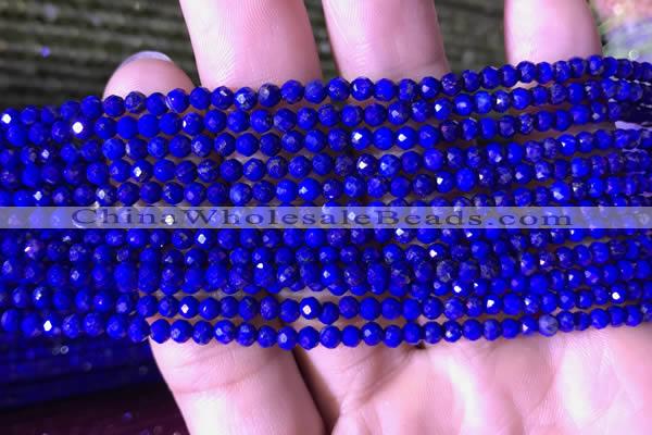 CTG786 15.5 inches 3mm faceted round tiny lapis lazuli gemstone beads