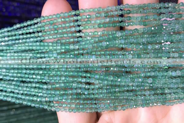 CTG827 15.5 inches 2mm faceted round tiny green agate beads