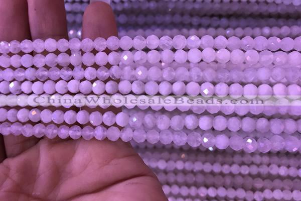 CTG833 15.5 inches 5mm faceted round tiny white moonstone beads