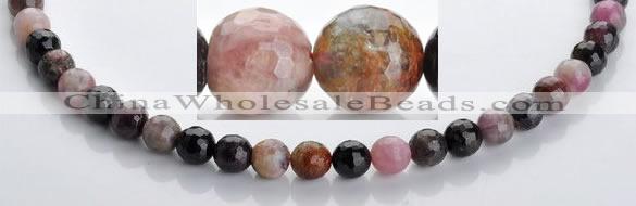 CTO02 multicolored 8mm  faceted round natural tourmaline beads