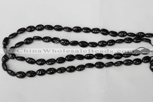 CTO123 15.5 inches 8*12mm oval black tourmaline beads