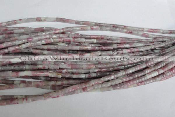 CTO239 15.5 inches 4*10mm tube pink tourmaline gemstone beads