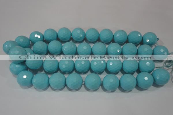 CTU1224 15.5 inches 12mm faceted round synthetic turquoise beads