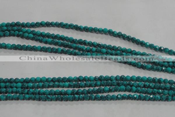 CTU1681 15.5 inches 4mm faceted round synthetic turquoise beads