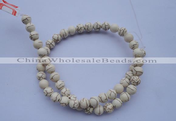 CTU35 15.5 inches 10mm round white turquoise strand beads Wholesale