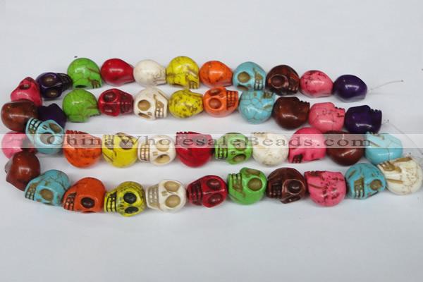 CTU712 15.5 inches 15*18*18mm skull dyed turquoise beads wholesale