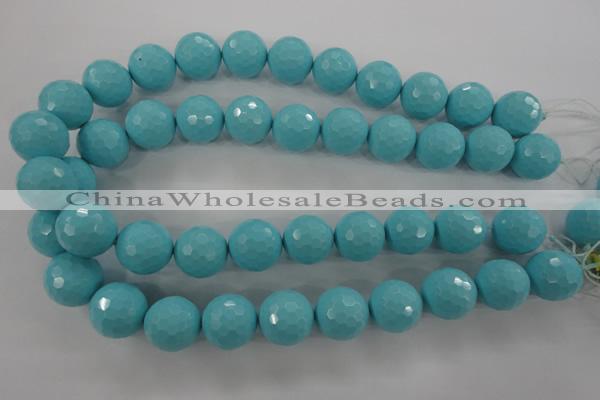 CTU917 15.5 inches 18mm faceted round synthetic turquoise beads