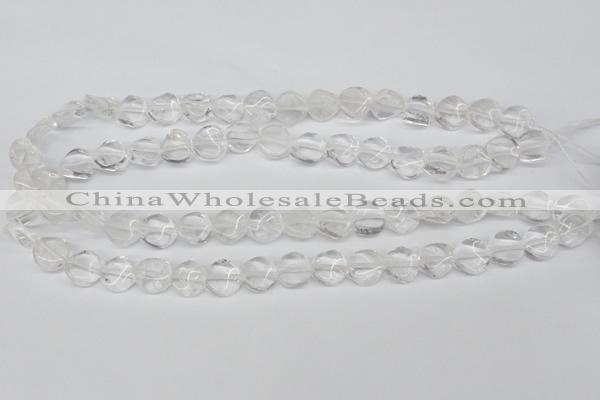 CTW01 15.5 inches 12mm twisted coin white crystal beads wholesale