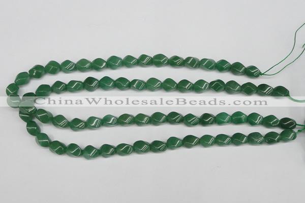 CTW152 15.5 inches 8*11mm twisted rice green aventurine beads