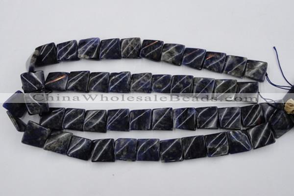 CTW355 15.5 inches 16*16mm twisted square sodalite gemstone beads