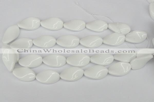 CTW99 15.5 inches 18*30mm twisted oval white agate gemstone beads