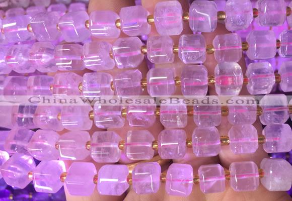 CUBS23 15 inches 8*8mm faceted cube rose quartz gemstone beads