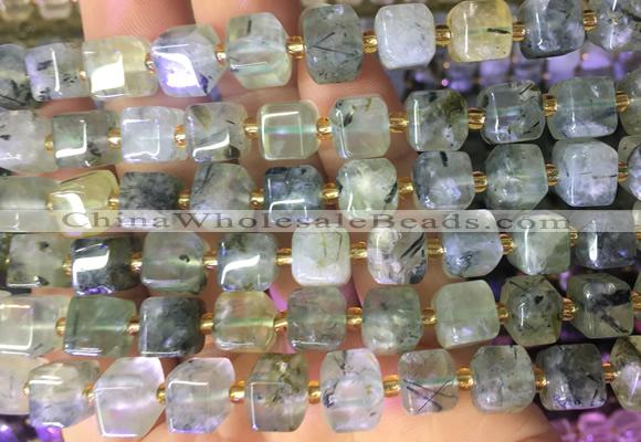 CUBS27 15 inches 8*8mm faceted cube prehnite gemstone beads